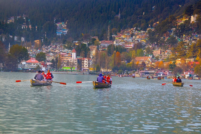 Tourist Enjoying Boating in Naini Lake