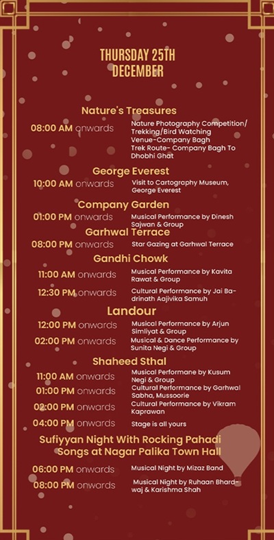 Mussoorie Winterline Event Schedule